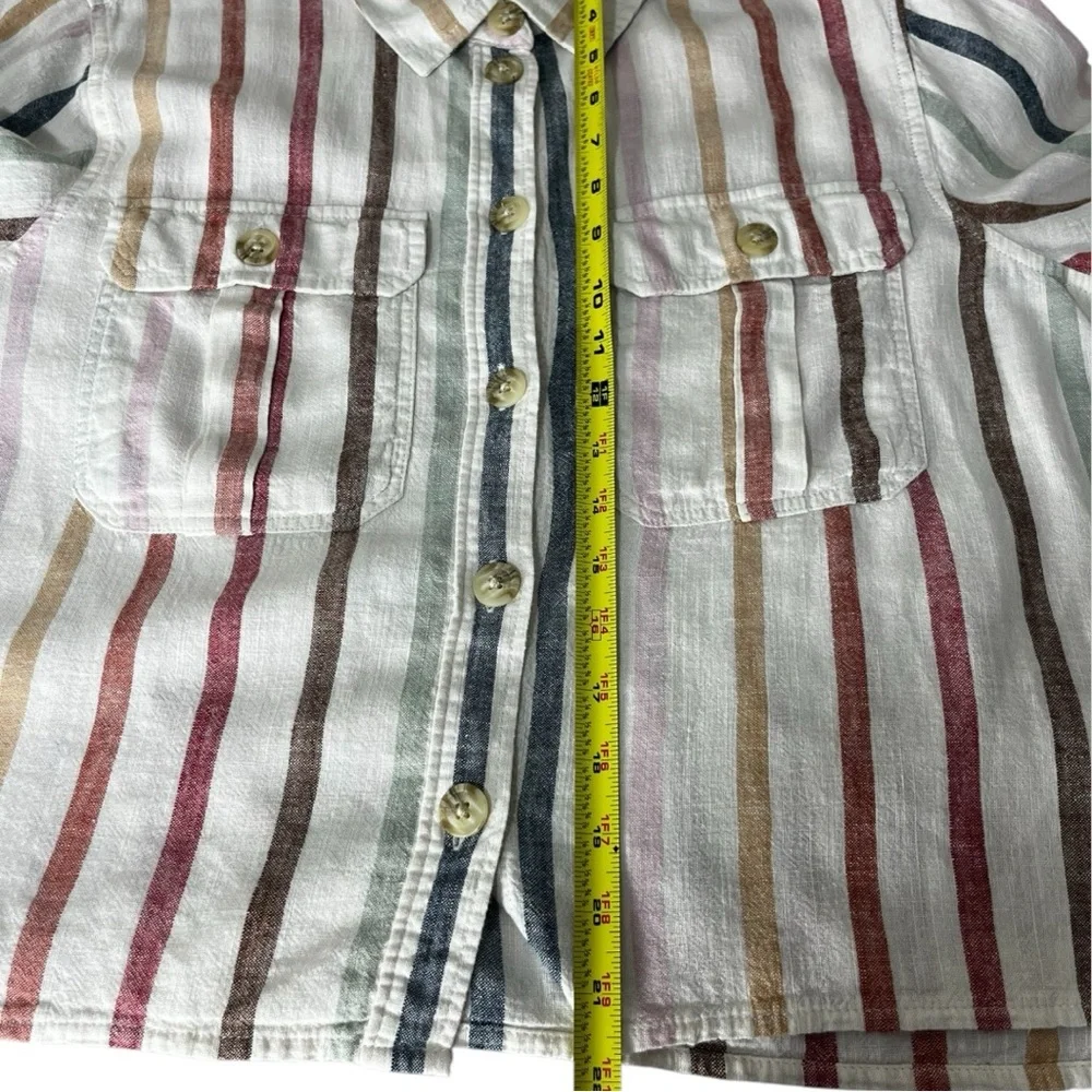 American  Eagle Womens Baggy
Cropped Shirt Striped Button Top
Long Sleeve. - Picture 7 of 7